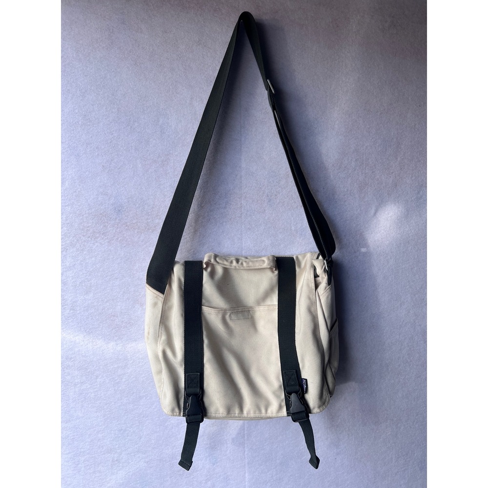 Patagonia Messenger Bag Cream Black Canvas Laptop Commuter Crossbody Bag